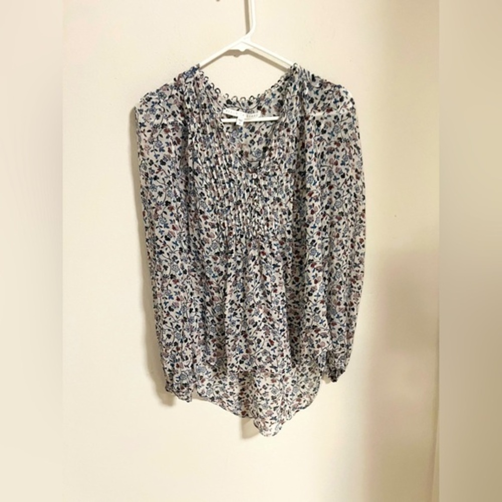 VERONICA BEARD Silk Floral Sheer Flowy Blouse size 8